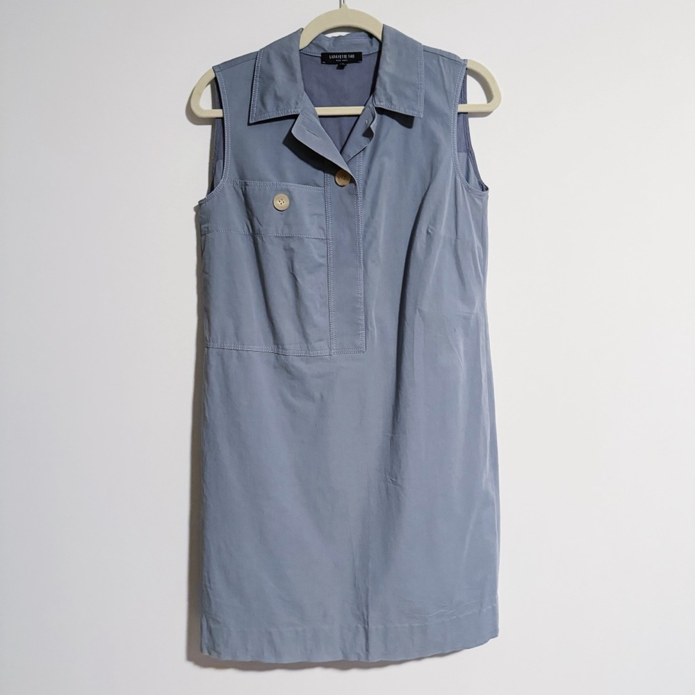 Lafayette 148 - Blue Sleeveless Shirt Dress